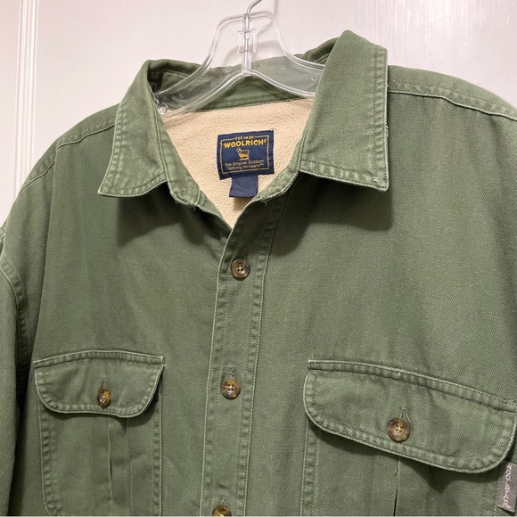 Vintage Woolrich Green Canvas Shirt Jacket, fully lined, XXL. Button-up. - Picture 11 of 14